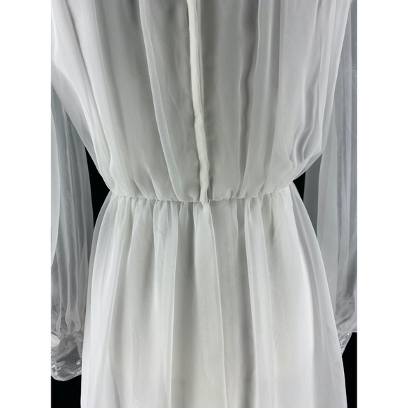 Alessandro Bridals Vtg 60s Union Wedding‎ Dress Beaded Lace Boho Hippie Chiffon - Picture 10 of 16